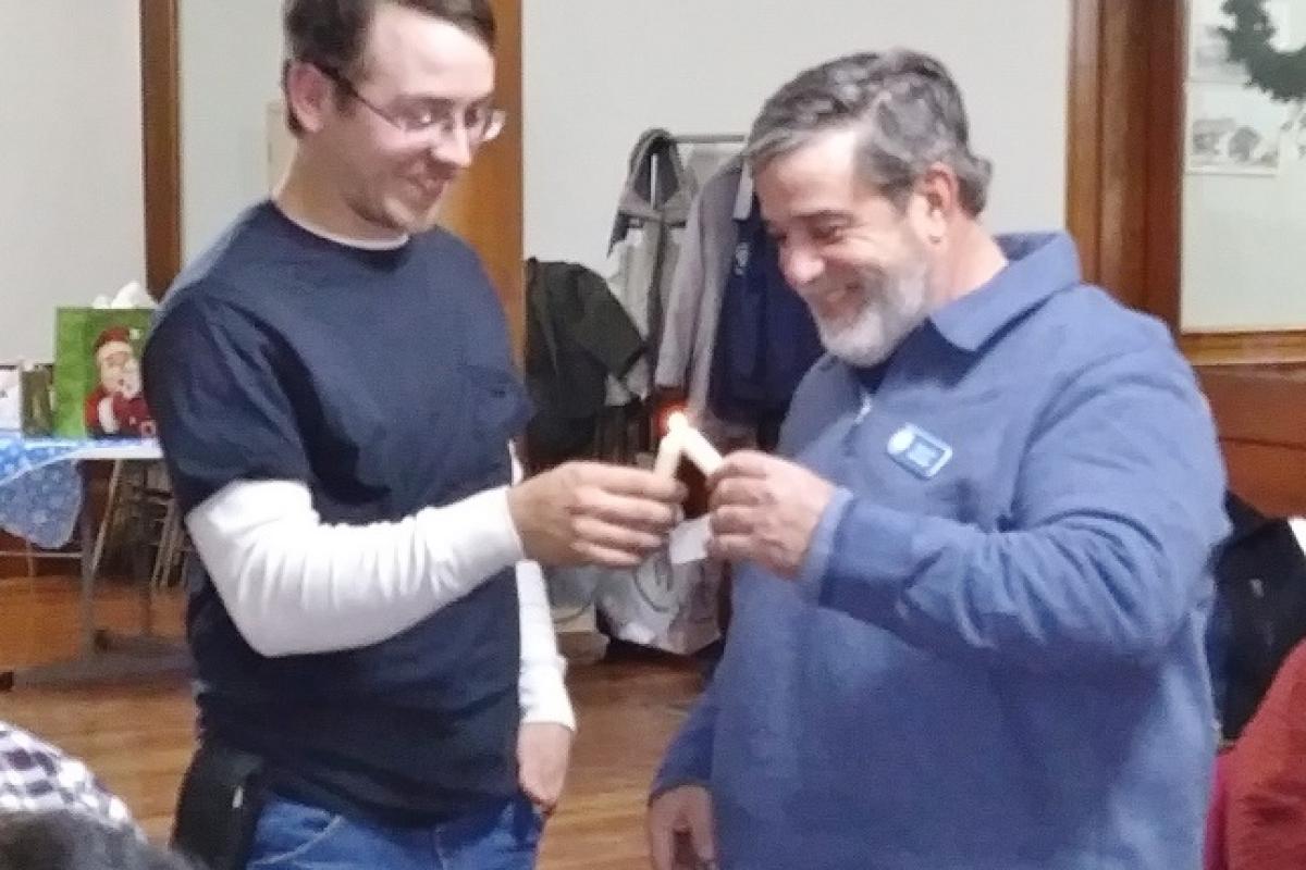 New Member Initiation - TJ Eastman and his Sponsor, Tony Amato