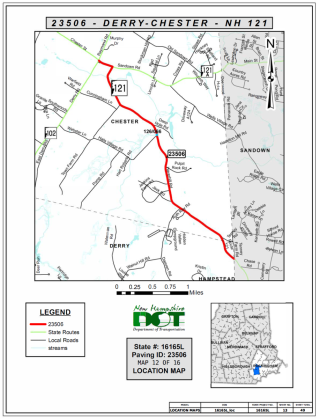 Route 121 Paving Map from DOT